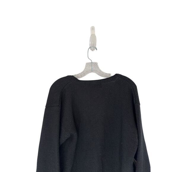 Eddie Bauer Women's Knit Crochet Floral Cardigan VTG Black Wool Button Up Large - Picture 8 of 12